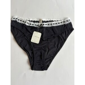 Intimately Free People Black Lace Trim Bikini Panties So Sweet Bikini Medium NEW